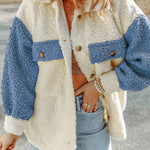 Two Pocket Color Block Single Breasted Long Sleeved Coats