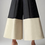 High Waisted Loose Contrast Color No Belt Pleated Pockets Pants Trousers