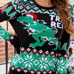 Multicolor Snowflake & Dinosaur Print Christmas Sweater