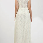 Elegance Avant-garde Floral Lace Short Sleeve High Low Top and High Rise Wide Leg Pants Set