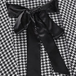 Batwing Sleeves Long Sleeves Houndstooth Tied Waist Stand Collar Cape Outerwear