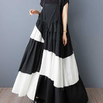 A-Line Loose Asymmetric Buttoned Pleated Spaghetti-Neck Maxi Dresses Suspender Dress