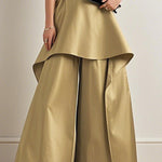 High Waisted Loose Shiny Solid Color Pants Trousers