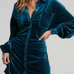 Women's gold velvet dress