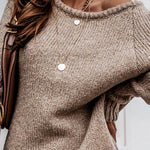 Women  Ribbed Knitted Oversized Pullover Sweater