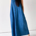 A-Line Loose Pockets Solid Color Tied Round-Neck Maxi Dresses