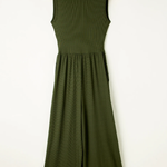 Moss Green Sleeveless V Neck Ruched Wide Leg Jumpsuit