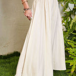 A-line swing skirt high waist hollow solid color skirt