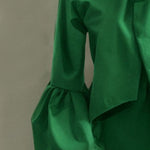 Loose Puff Sleeves Bowknot Solid Color Split-Joint Stand Collar Blouses&Shirts Tops