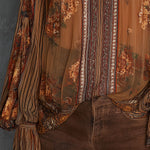 Vintage Boho Sheer Floral Blouse With Billowy Sleeves