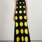 Loose Sleeveless Contrast Color Polka-Dot Split-Joint Round-Neck Maxi Dresses