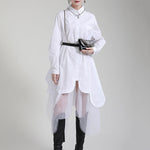 Urban Loose Split-Joint Lapel Long Sleeves Midi Dress