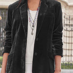 Gold velvet solid color fashion casual suit jacket