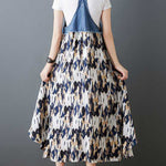 Loose Plus Size Flower Print Pockets Split-Joint Spaghetti-Neck Maxi Dresses Suspender Dress