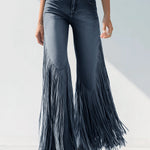 Trendy Retro Tassel Flared Jeans