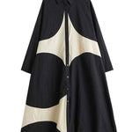 A-Line Long Sleeves Buttoned Pockets Printed Lapel Midi Dresses Shirt Dress