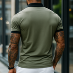 Men's Retro Casual Cotton Colorblock Short Sleeve Polo Shirt