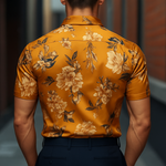 Men's Retro Casual Printed Floral Lapel Short Sleeve Shirt