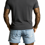 Men's Ripped Check Denim Shorts