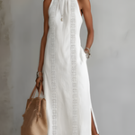 Angeles - Linen midi dress with mandarin collar