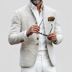 Men's Solid Tweed Stand Collar Single Breasted Casual Jacket
