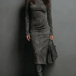 Velvet | Suede Long Sleeve Midi