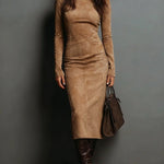 Lunori™ | Frosina Suede Midi Dress