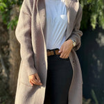 Women's Solid Color Knitted Sweater Hooded Long Coat