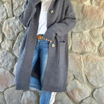 Women's Solid Color Knitted Sweater Hooded Long Coat
