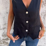 V-Neck Cotton And Linen Vest
