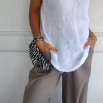 Cotton and Linen V-neck Raw Edge Design Vest