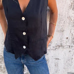 V-Neck Cotton And Linen Vest