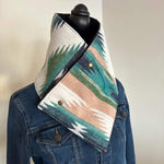 Women's Western Green and Gray Aztec Warm Neck Hood