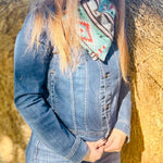 Women's Blue Western Aztec Warm Neck Hood