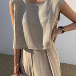 Women's Tank Vest Outfits Wide Leg Trousers Set