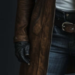 Women's Vintage Fur Collar Zipper Faux Leather Coat