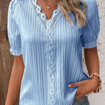 Women's Hollow Short Sleeve European and American Dress Shirt