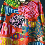 Colorful Abstract Fish Repeat Pattern Printed Women's Casual Cotton And Linen Shirt