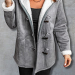 Long Sleeve Horn Button Women's Fleece Warm Jacket