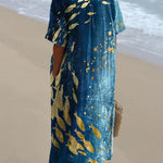 Night Sardine Fish Art Printed Women's Flowy Dress