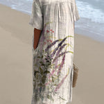 Women's Vintage Floral Art Print Casual Flowy Dress