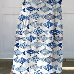 Watercolor Sea Fish Pattern Printed Women's Linen Pocket Skirt