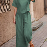 Women's Solid Color Short Sleeve Suit
