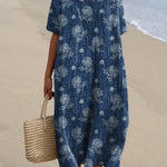 Women's Vintage Ethnic Floral Art Print Flowy Dress