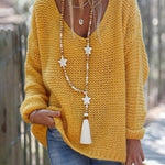 Sweater V-neck Long Sleeve Knitted Top