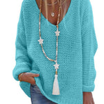 Sweater V-neck Long Sleeve Knitted Top