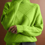 Women's Solid Color Stylish Long-sleeved Loose turtleneck Warm Casual Knitted Sweater