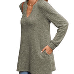 Women's Solid Color Stylish Long-sleeved Casual Knitted Top
