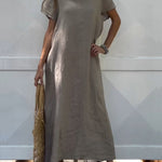 Women's Turndown Collar Linen Pocket Dress