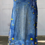 Women's Vintage Lovely Stars Pattern Art Print Linen Pocket Skirt
